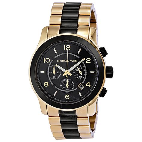 michael kors black watch gold dials mens